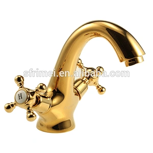 Vintage Chrome Brass Body Gold Bathroom Sinks Faucets For Sale