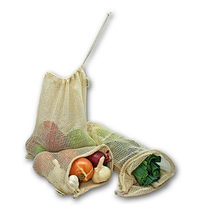 Reusable 100% cotton shopping grocey net bag mesh vegetable/fruit mesh produce bag