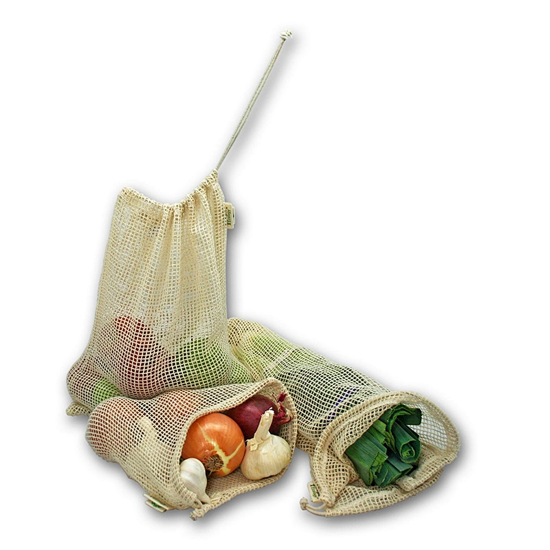 Reusable 100% cotton shopping grocey net bag mesh vegetable/fruit mesh produce bag