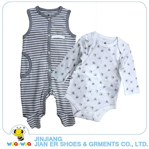 Factory offer summer cotton soft breathable baby bodysuit clothes set
