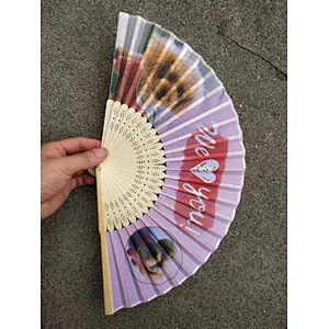Custom Summer Promotional Gift Portable Custom Printed Folding Logo Bamboo Hand Fan
