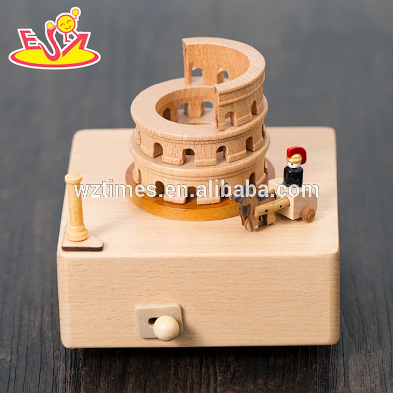 New design castle shape wooden music box for kids best sale wooden music box for kids W07B047