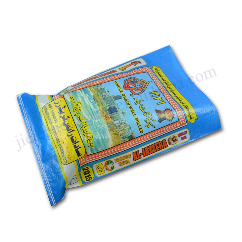 Bopp laminated PP woven basmati rice bag blue