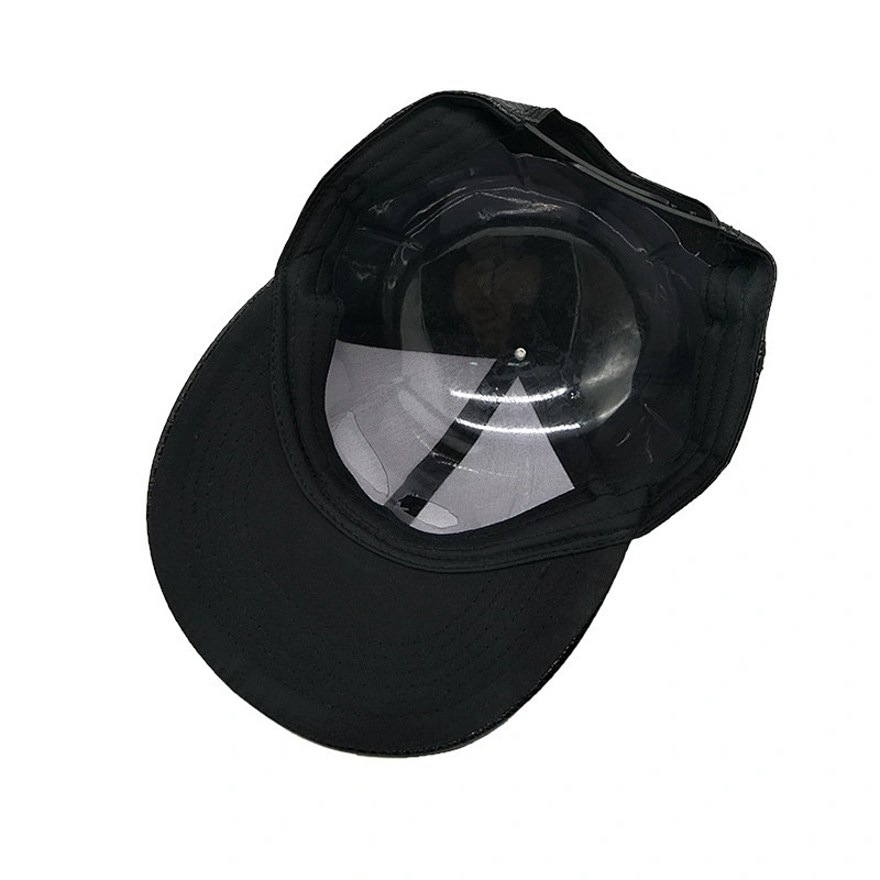 Custom 5-panel pu leather flat visor baseball hat men baseball caps with embroidery