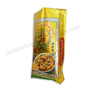 Customized foil film gold printing 25kg pp woven rice bag export to Pakistan