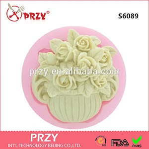 Potted rose with leaf silicone mold handmade soap mold
