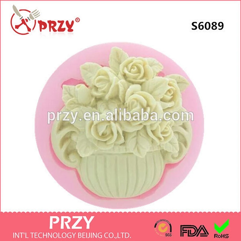 Potted rose with leaf silicone mold handmade soap mold