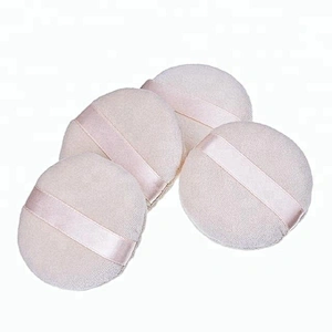 Customized Logo Makeup Blush Powder Puff With Silk Ribbon