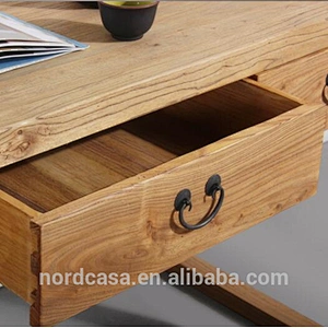 chinese antique style reclaimed elm wood color 3 drawers writing desk