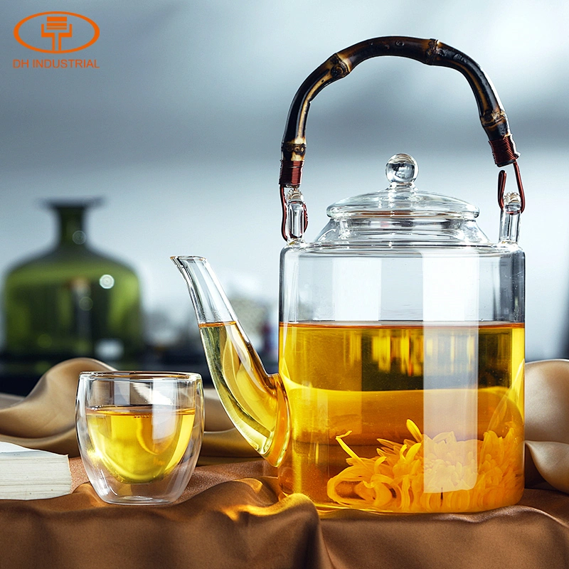 2018 best selling pot 1000ml glass tea pot with metal handle