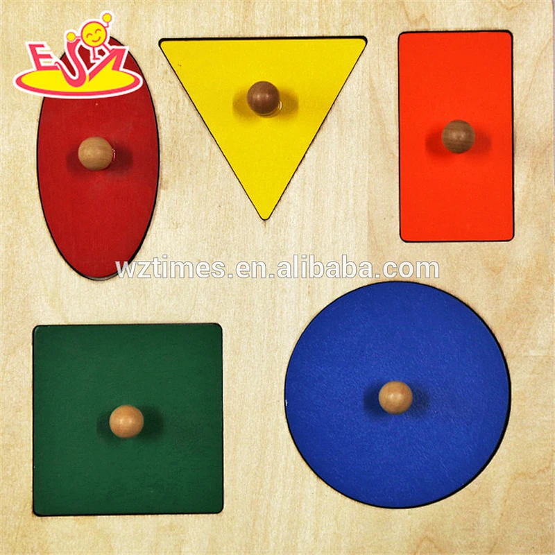 2018 New fashion preschool geometry blocks children wooden montessori toys for 1 year old W12F021