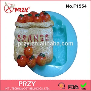 2016 New design Model F1554 oranges bag shape fruit silicone mold