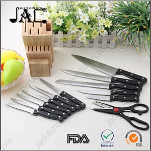 13-Piece POM Handle Stainless Steel Knife Set Kitchen with Wooden Block