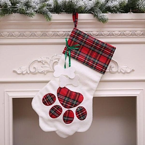 Wholesale Beautiful Decoration Christmas Stocking Adorable Dog's Paw Christmas Santa Claus Stocking Christmas Gift Pendant