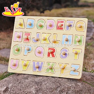 2018 top sale kids wooden alphabet puzzle educational alphabet puzzle W14M101