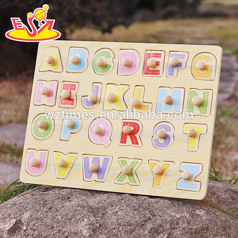 2018 top sale kids wooden alphabet puzzle educational alphabet puzzle W14M101