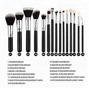 Professional custom 15pcs Glitter Makeup Brushes Set with Travel Makeup Bag