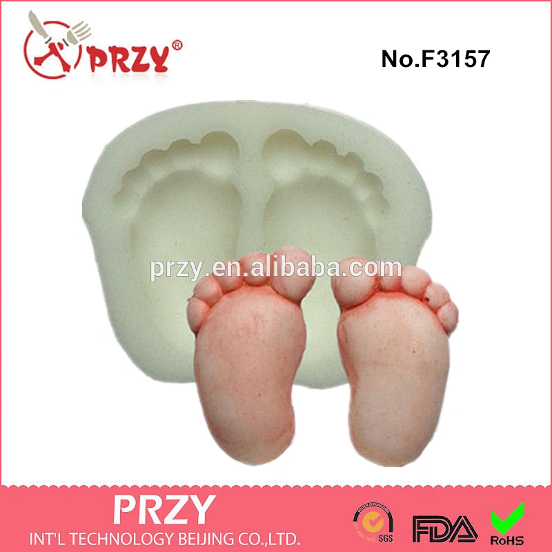F3157 Food Safe Silicone Fondant Mould - Baby Feet - For Sugar & Polymer Clay Crafts