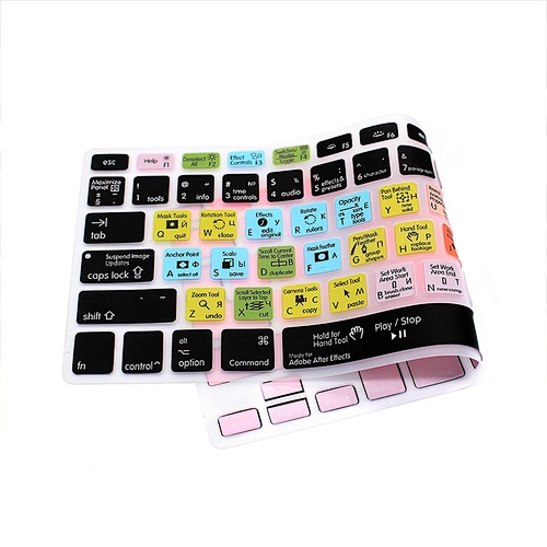 OEM Factory China shortcuts keyboard skin After Effects Functional Russian Silicone Key Cover For macbook pro 15 inch keyboard