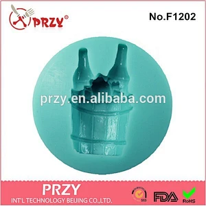 Beer Bottle Wooden Cask Pattern Fondant Silicone Cake Mold For Baking