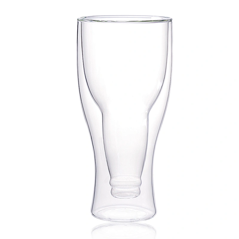 Eco-friendly Borosilicate Handmade High Quality Double Wall Glass Cup 12 Ounce Customized Logo Beer Glass