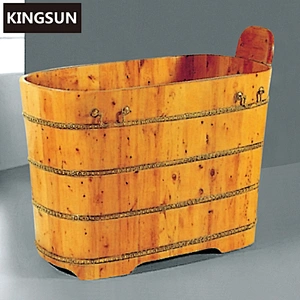 K-9503 Classical Design Freestanding Bathtub Round Wooden Oak Barrels Bath