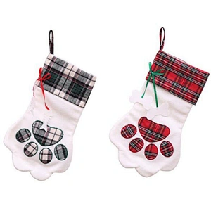 Wholesale Beautiful Decoration Christmas Stocking Adorable Dog's Paw Christmas Santa Claus Stocking Christmas Gift Pendant