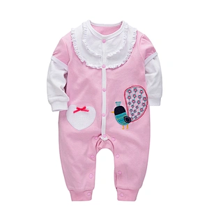 Latest pretty design Autumn Long Sleeves Baby Clothes Cotton Girl Infant Floral Romper