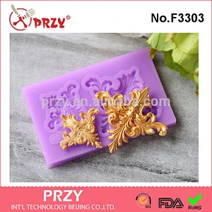 Inverted sugar embossed mold complete set of European decorative embossed head surrounded by food grade silicone mold