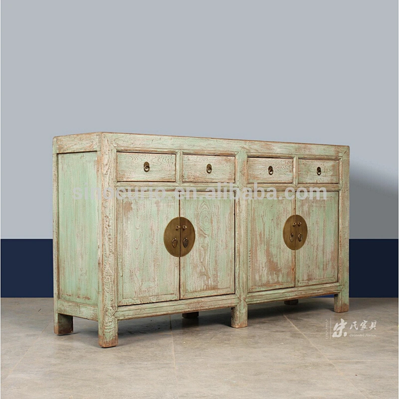 Antique Chinese Style Dinning Room Shabby Chic Distressed Sideboard Cabinet Furniture