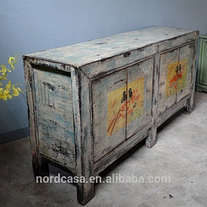 lacquered four door chinese antique style reproduction furniture cabinet