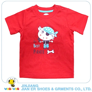 New design summer cotton fabric kids boys print t shirt
