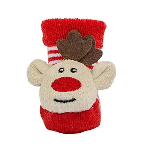 3d cartoon snow man christmas red baby thick terry socks