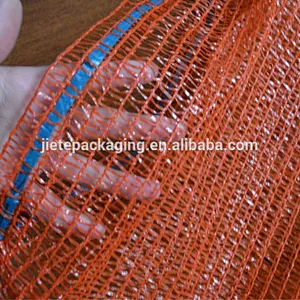 Drawstring orange raschel mesh bag for onions, potatoes, tomatoes, melons, oranges