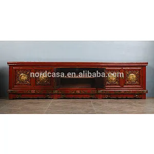 Chinese antique asian furniture tv cabinet chinese antique furniture red cracked cabinet