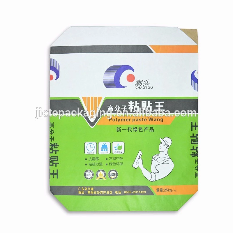 stand up 10kgs cement bag on valve made of white and brown kraft paper