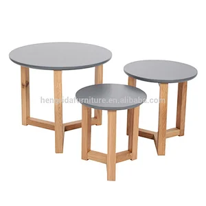 Sandinavian solid wood oak coffee table 3 set with MDF top