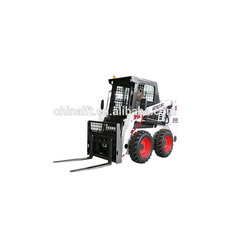 Gasoline engine 23HP mini skid steer loader with fork