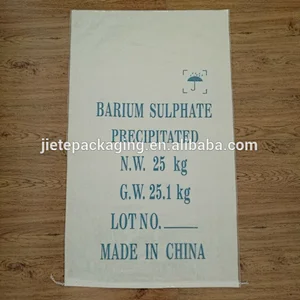 25kg white pp woven plastic chemical packing bag for barium sulfate