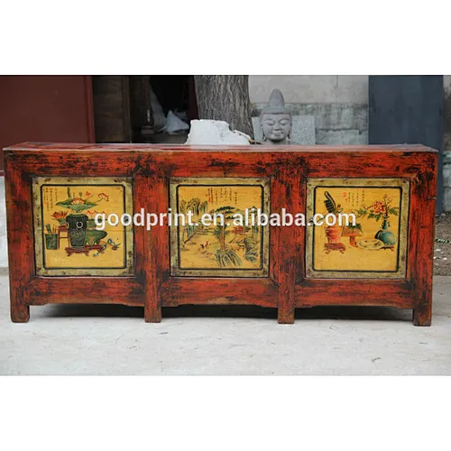 Chinese antique hand painting mongolia cabinet(HE-42)
