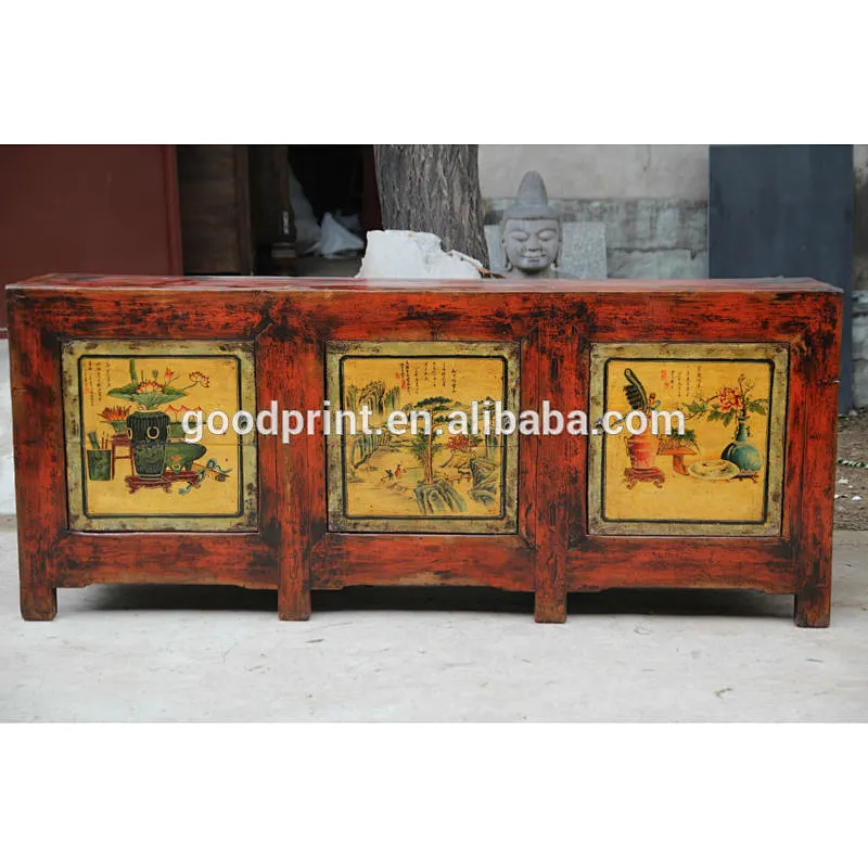 Chinese antique hand painting mongolia cabinet(HE-42)