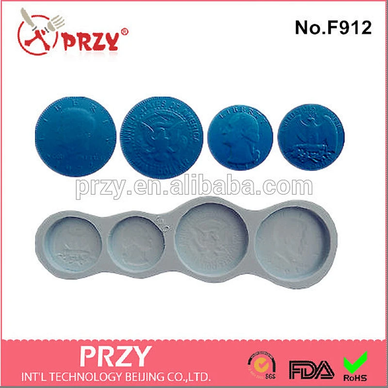 PRZY Model F912 Coin Fondant And Gum Paste Silicone Mold Maker for sale