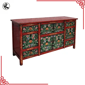 beijing Chinese Antique Tibetan reproduction wood furniture with hand painted