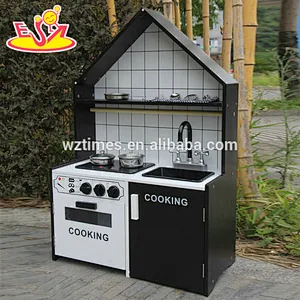 Wholesale high quality black white wooden cooking kitchen set toy W10C342