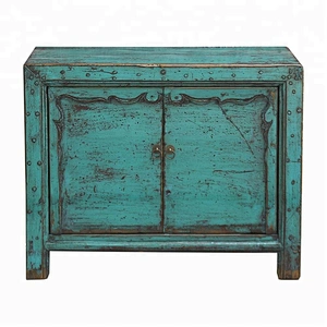 chinese antique distressed lacquered wooden beside cabinet mongolian furniture
