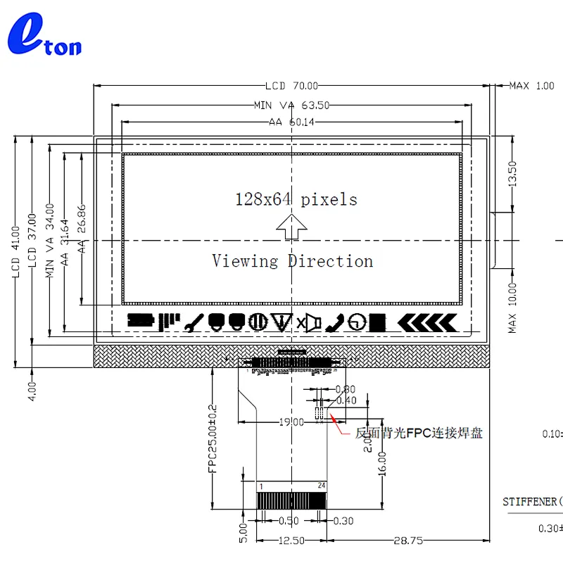12864 lcd display 128x64 cog graphic lcd module