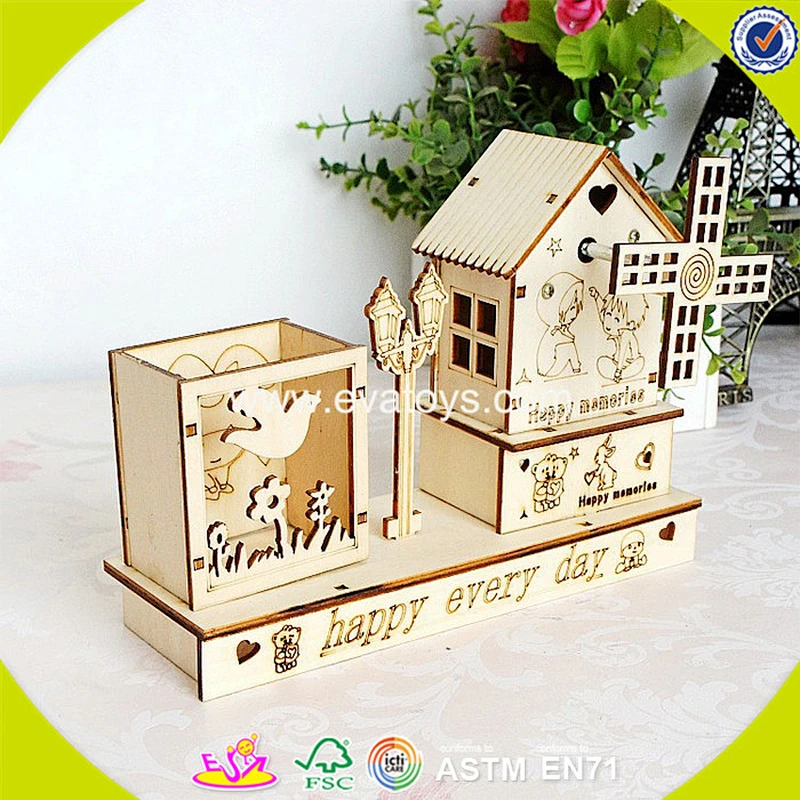 wholesale top fashion kids wooden brush pot popular children wooden brush pot W02A030