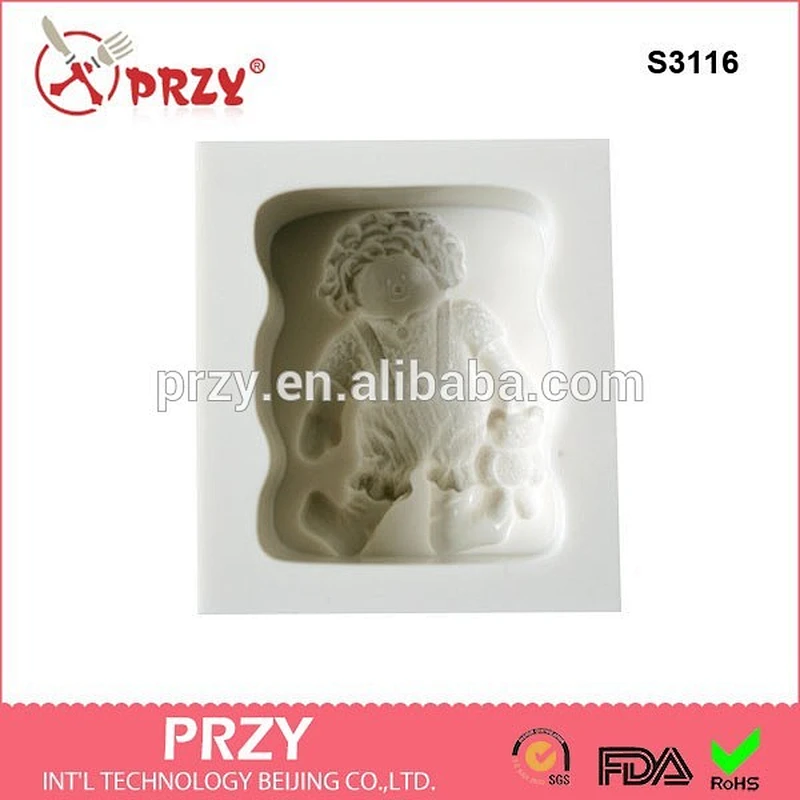 PRZY BPA free Country Doll Boy Decorative Silicone Soap Mold