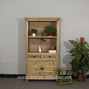 America style recycle elm wood display cabinet