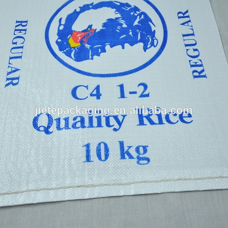 customized printing labels manufacture white pp woven rice bag